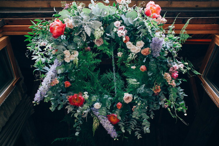 Hanging Flower Hoop Greenery Peony Chandelier Flowery Bohemian Secret Garden Wedding https://caseyavenue.co.uk/