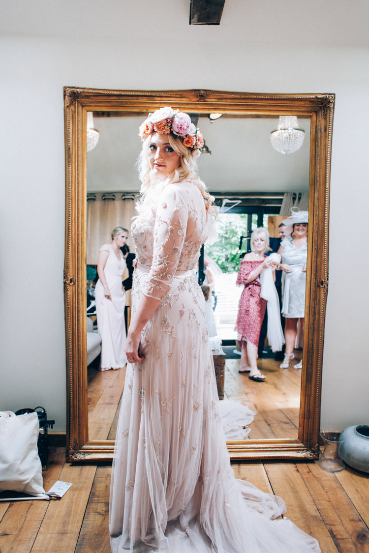 Wendy Makin Sequin Blush Dress Gown Bride Bridal Flowery Bohemian Secret Garden Wedding https://caseyavenue.co.uk/