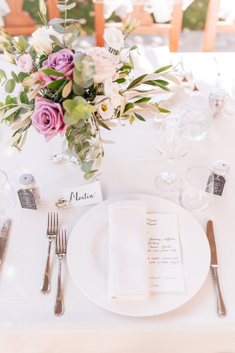 Italy Destination Wedding Olive Trees Simple Outdoor Reception Summer Spring Menu Table | Romantic Garden Elopement Tuscany http://purewedding.it/en