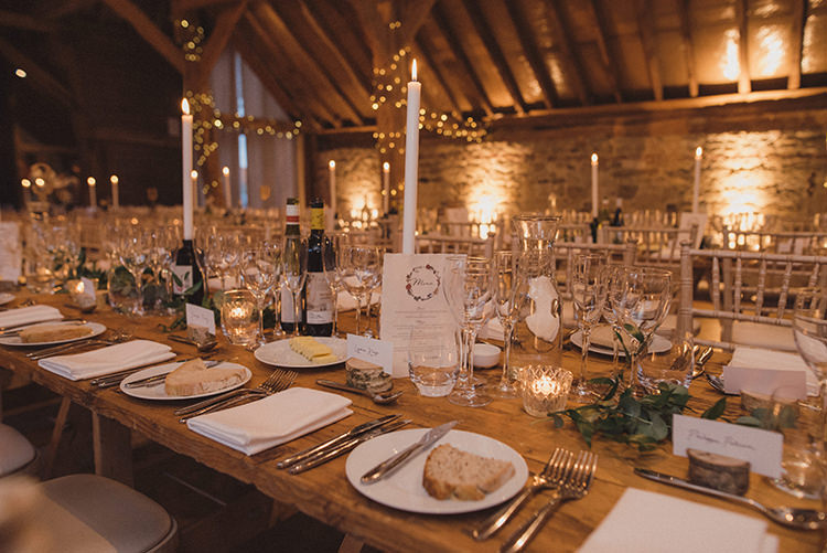 Tablescape Long Tables Candles Decor Joyful Warm Cosy Autumn Barn Wedding http://www.rebeccadouglas.co.uk/