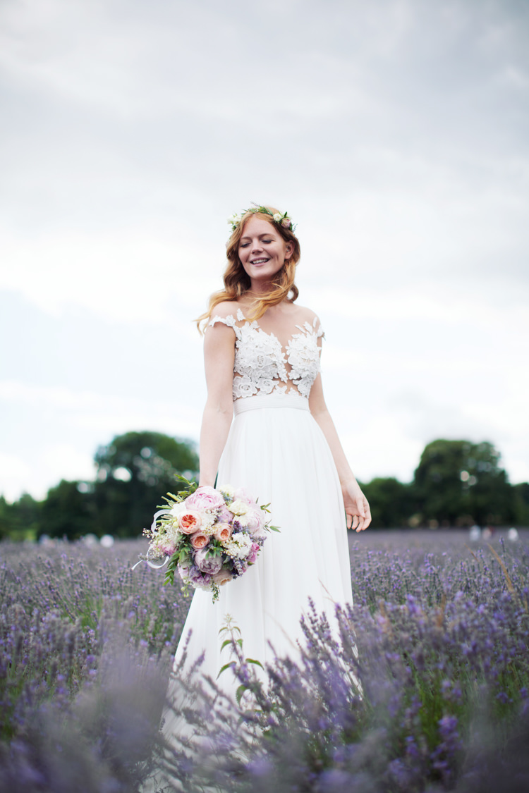 Illusion Lace Dress Gown Bride Bridal Mila Nova Relaxed Lavender Farm Marquee Wedding https://sashaleephotography.com/