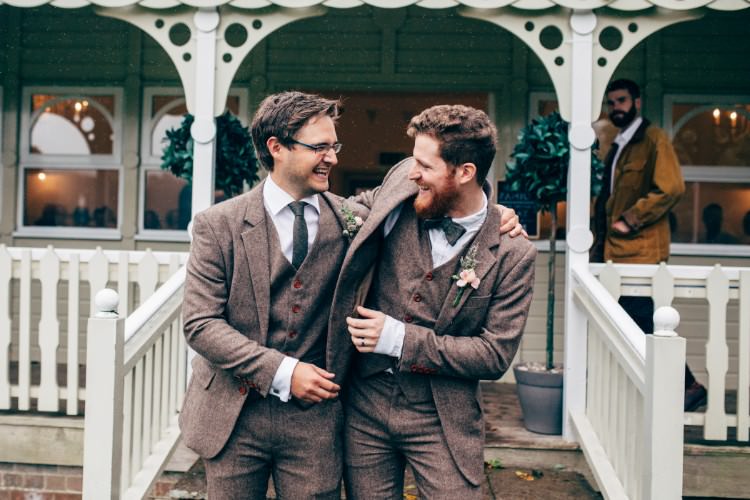 Three Piece Waistcoat Tweed Suit Bow Tie Groom Old Fashioned Fete Cricket Pavilion Wedding https://www.naomijanephotography.com/