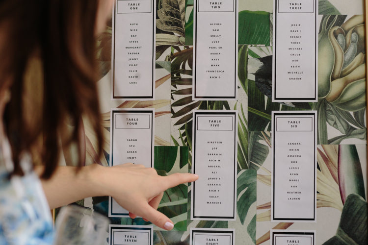 Botanical Tropical Green Table Plan Modern Simple Minimalist London Urban City Wedding | Modern Tropical Gold Urban Wedding https://www.christinewehrmeier.com/