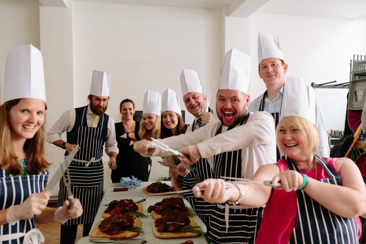Wedding Menu Carvery Slow Roast Lamb Easy Gourmet The Tab Centre Shoreditch London Guests Chef Hat | Modern Tropical Gold Urban Wedding https://www.christinewehrmeier.com/