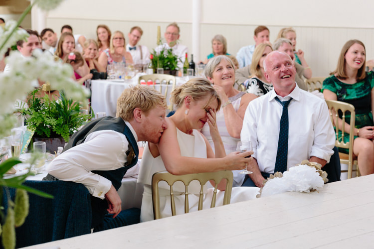 Bride Groom Speeches Stage Emotional | Modern Tropical Gold Urban Wedding https://www.christinewehrmeier.com/