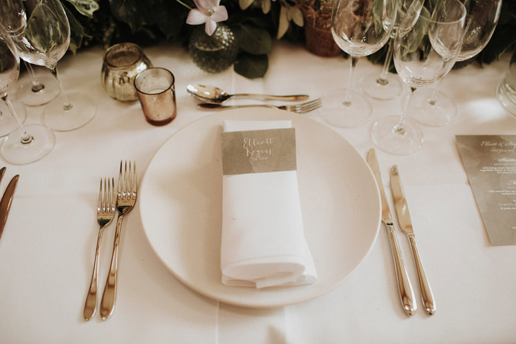 Calligraphy Place Name Card Silvery Grey Nature Wedding https://jonathanellisblog.com/