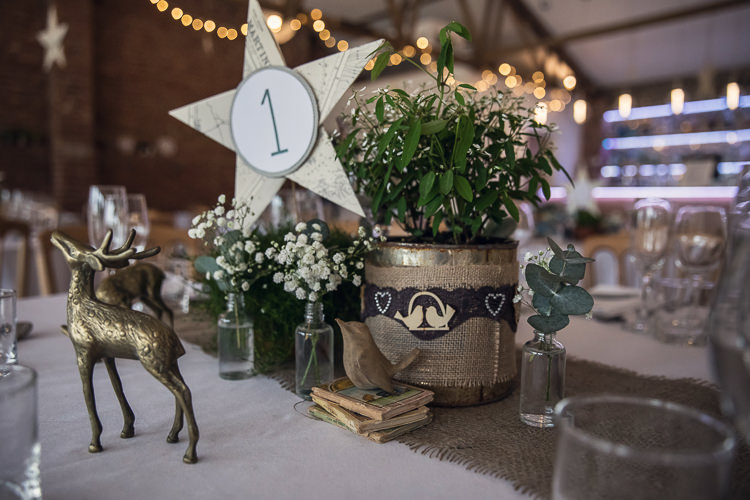 Table Centrepiece Decor Hessian Tin Can Plants Flowers Star Heartfelt Celestial Handmade Wedding http://assassynation.co.uk/