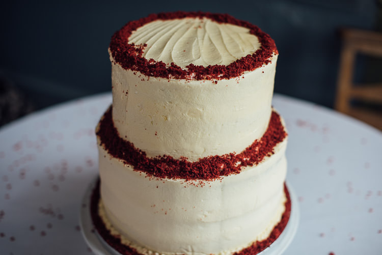 Red Velvet Buttercream Tiered Cake Chic Relaxed London Pub Wedding https://theshannons.photography/