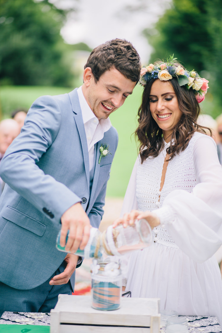 Sand Pouring Ceremony Retro 70s Bohemian Summer Dream Wedding http://whitecatstudio.ie/