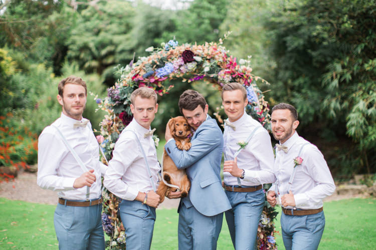 Bow Tie Braces Blue Suits Groom Groomsmen Retro 70s Bohemian Summer Dream Wedding http://whitecatstudio.ie/