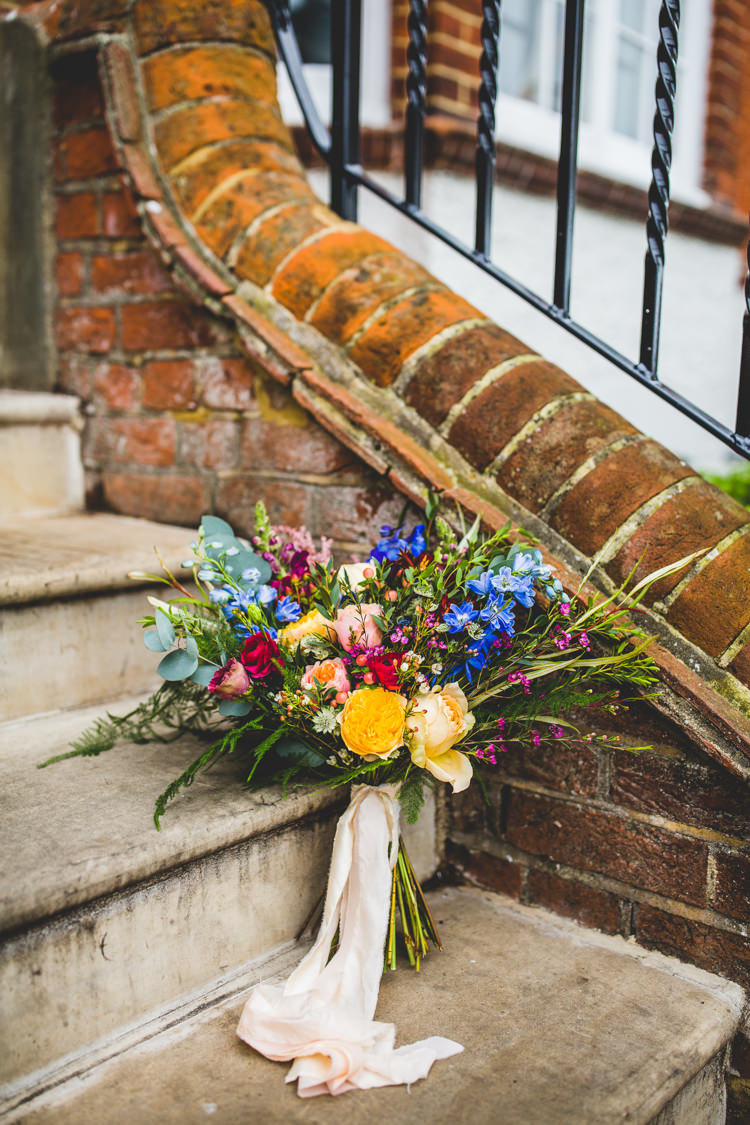 Bride Bridal Bouquet Wildfowers Multicolour Colourful Fun Cosy Rainy Sea Wedding http://www.livvy-hukins.co.uk/