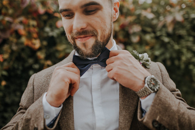 Bow Tie Groom Bohemian Cool Raw Crystal Wedding Ideas https://lolarosephotography.com/