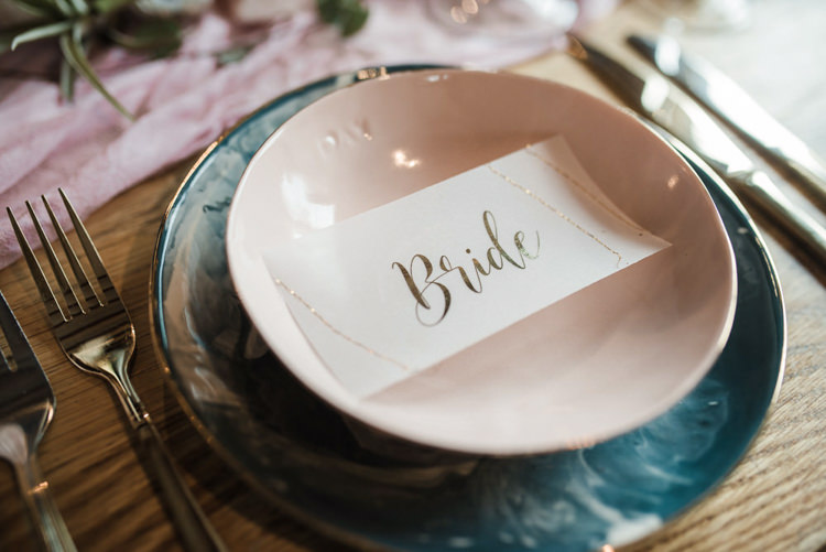 Calligraphy Place Name Card Gold Bohemian Cool Raw Crystal Wedding Ideas https://www.hannahmcclunephotography.com/
