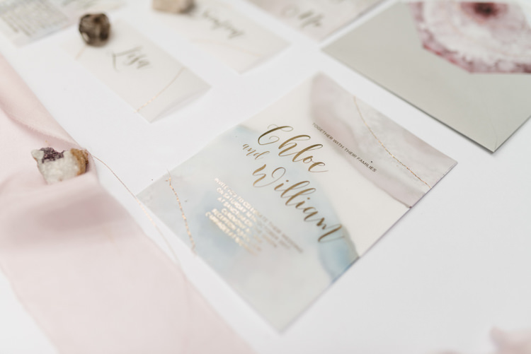 Watercolour Agate Pastel Geode Stationery Invitations Invites Bohemian Cool Raw Crystal Wedding Ideas https://www.hannahmcclunephotography.com/