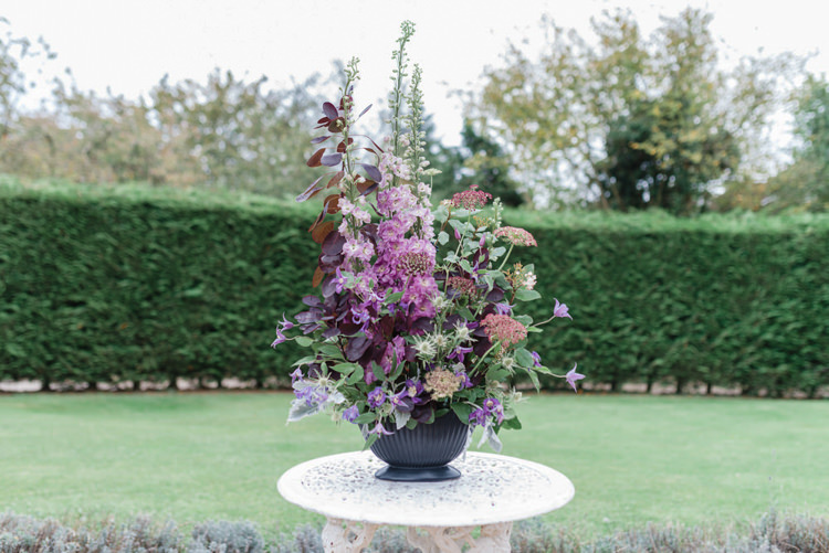 Flower Arrangement Tall Urn Bohemian Cool Raw Crystal Wedding Ideas https://www.hannahmcclunephotography.com/