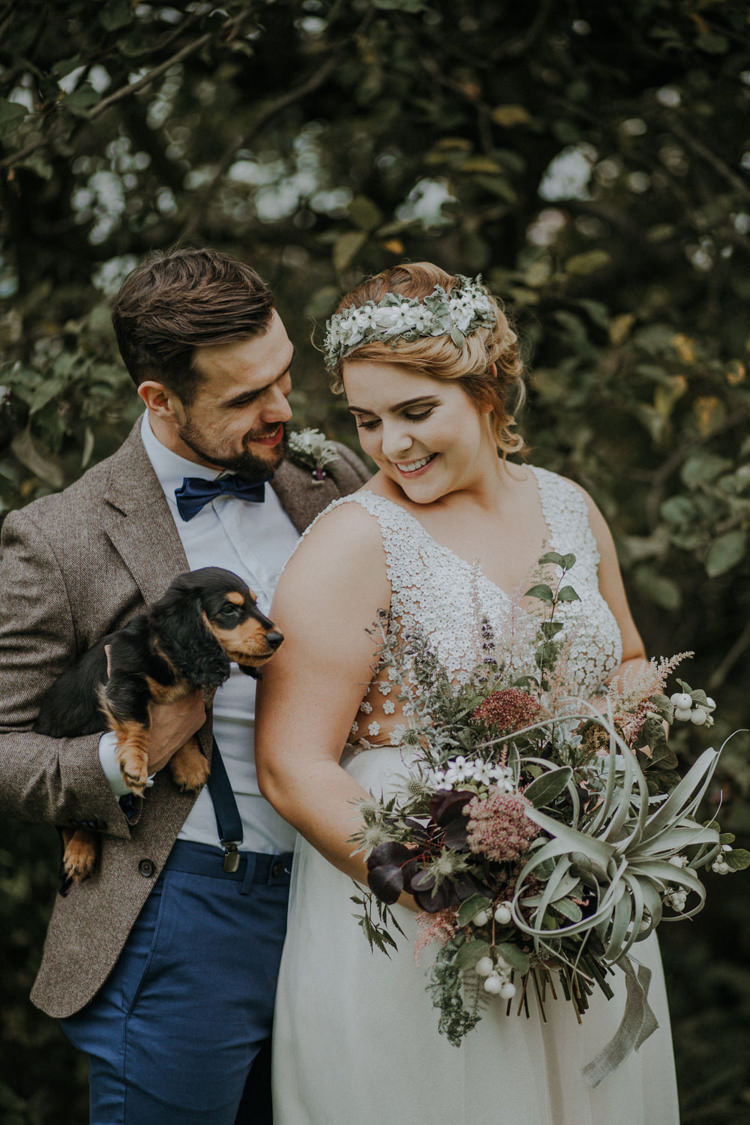 Pet Dog Bride Groom Bohemian Cool Raw Crystal Wedding Ideas https://lolarosephotography.com/