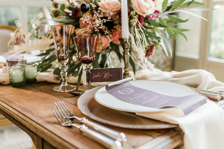 Flowers Centrepiece Table Decor Tablescape Oxblood Peach Rose Pampas Grass Greenery Trendy Beautiful French Elopement Wedding Ideas http://oliviamarocco.com/
