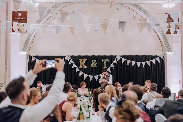 Top Table Bunting Letter Backdrop Twinkly Rustic Winter Wonderland Wedding https://www.kazooieloki.co.uk/