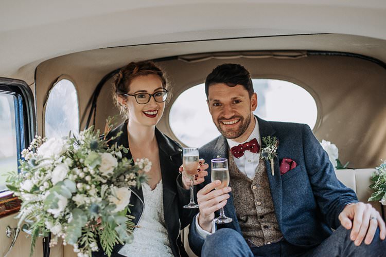 Leather Jacket Bride Bridal Twinkly Rustic Winter Wonderland Wedding https://www.kazooieloki.co.uk/