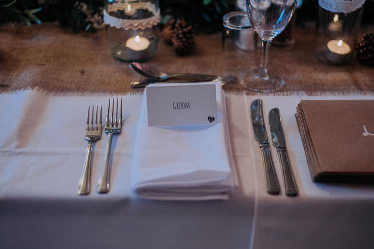 Place Card Setting Heart Twinkly Rustic Winter Wonderland Wedding https://www.kazooieloki.co.uk/
