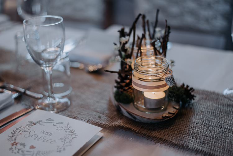 Hessian Burlap Pinecones Tea Lights Jars Decor Twinkly Rustic Winter Wonderland Wedding https://www.kazooieloki.co.uk/