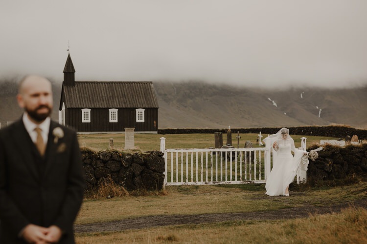 Minimalist Simple Natural Destination Elopement Church Nordic Scandinavian Style First Look Bride Groom | Intimate Adventurous Emotional Iceland Wedding http://www.thecurries.co/