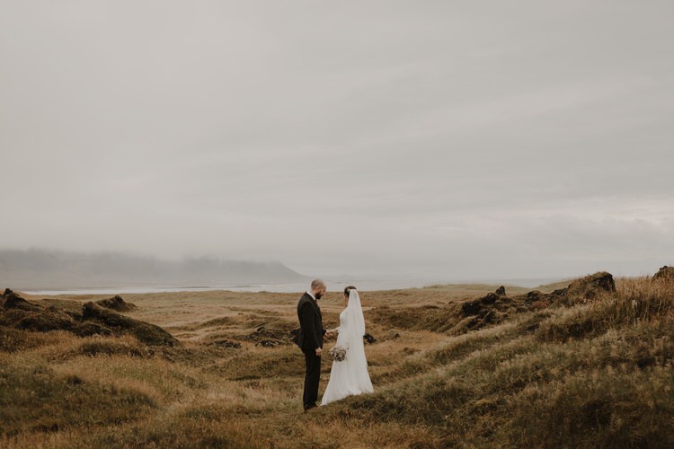 Bride Groom First Look Emotional Gypsophila Baby's Breath Bouquet Outdoor Destination Elopement | Intimate Adventurous Emotional Iceland Wedding http://www.thecurries.co/