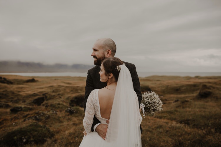 Bride Groom First Look Emotional Gypsophila Baby's Breath Bouquet Outdoor Destination Elopement | Intimate Adventurous Emotional Iceland Wedding http://www.thecurries.co/
