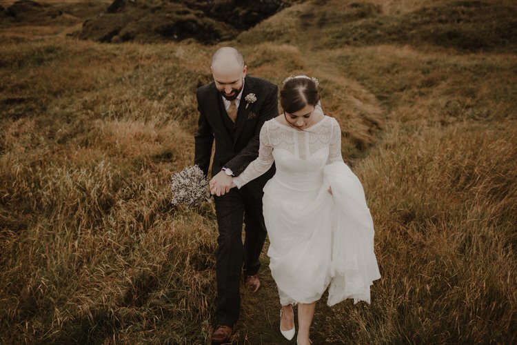 Bride Groom First Look Emotional Gypsophila Baby's Breath Bouquet Outdoor Destination Elopement | Intimate Adventurous Emotional Iceland Wedding http://www.thecurries.co/