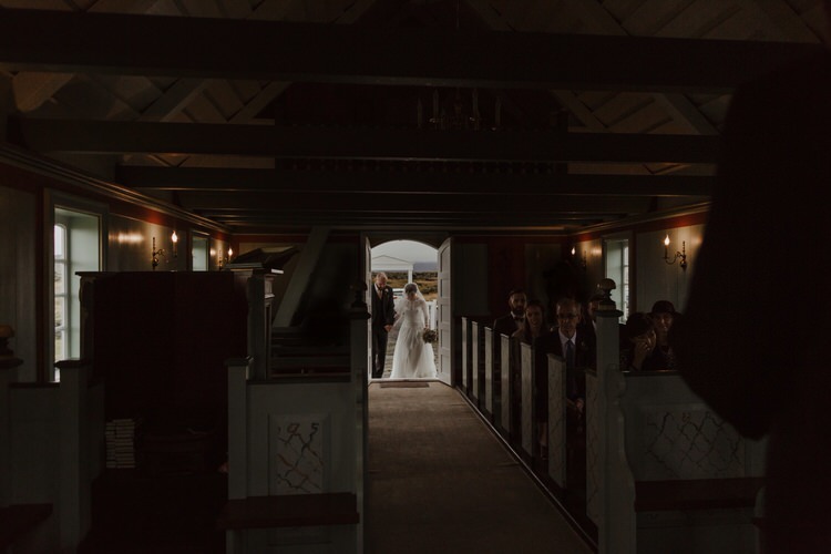 Bride Groom Church Aisle Ceremony Destination Elopement Nordic Scandinavian | Intimate Adventurous Emotional Iceland Wedding http://www.thecurries.co/