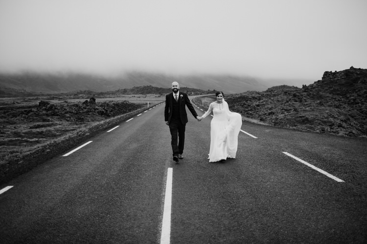 Bride Groom Destination Elopement Nordic Road Nordic Scandinavian Landscape Minimalist Style | Intimate Adventurous Emotional Iceland Wedding http://www.thecurries.co/