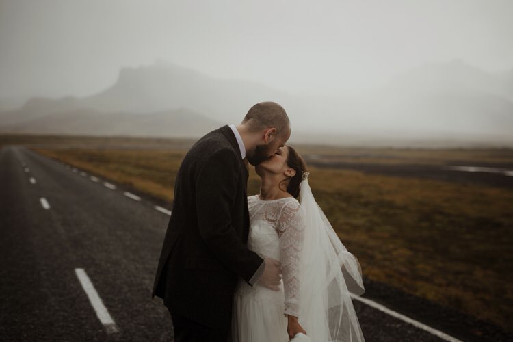 Bride Groom Destination Elopement Nordic Road Nordic Scandinavian Landscape Minimalist Style | Intimate Adventurous Emotional Iceland Wedding http://www.thecurries.co/