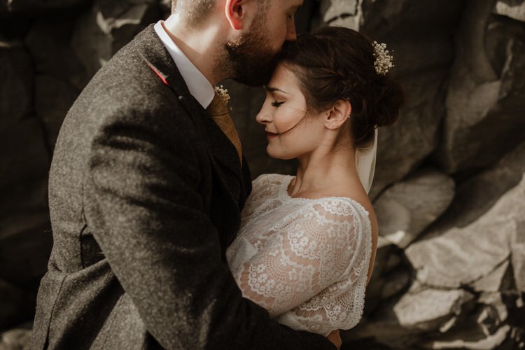 Bride Groom Destination Elopement Nordic Waterfall Cliff Coast Sea Minimalist Style | Intimate Adventurous Emotional Iceland Wedding http://www.thecurries.co/