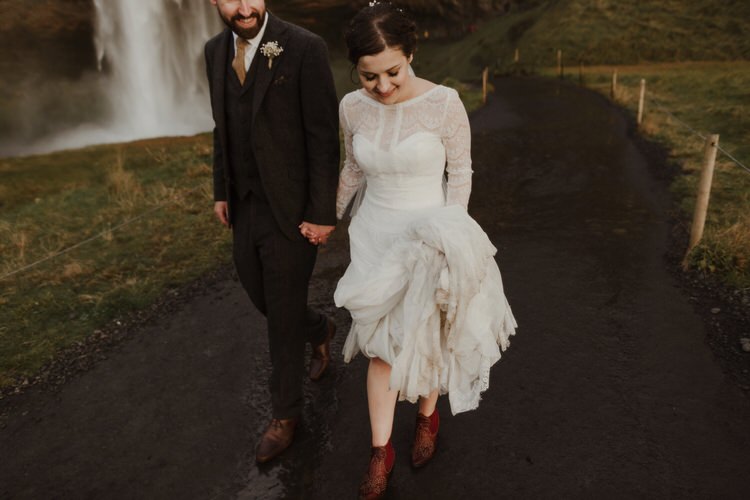 Bride Groom Destination Elopement Nordic Waterfall Minimalist Style | Intimate Adventurous Emotional Iceland Wedding http://www.thecurries.co/