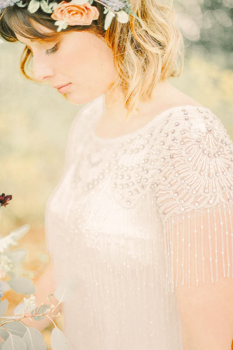 Beaded Tassel Sleeve Bride Bridal Dress Gown Beautiful Fine Art Country House Wedding Ideas https://www.theblushingpeony.co.uk/