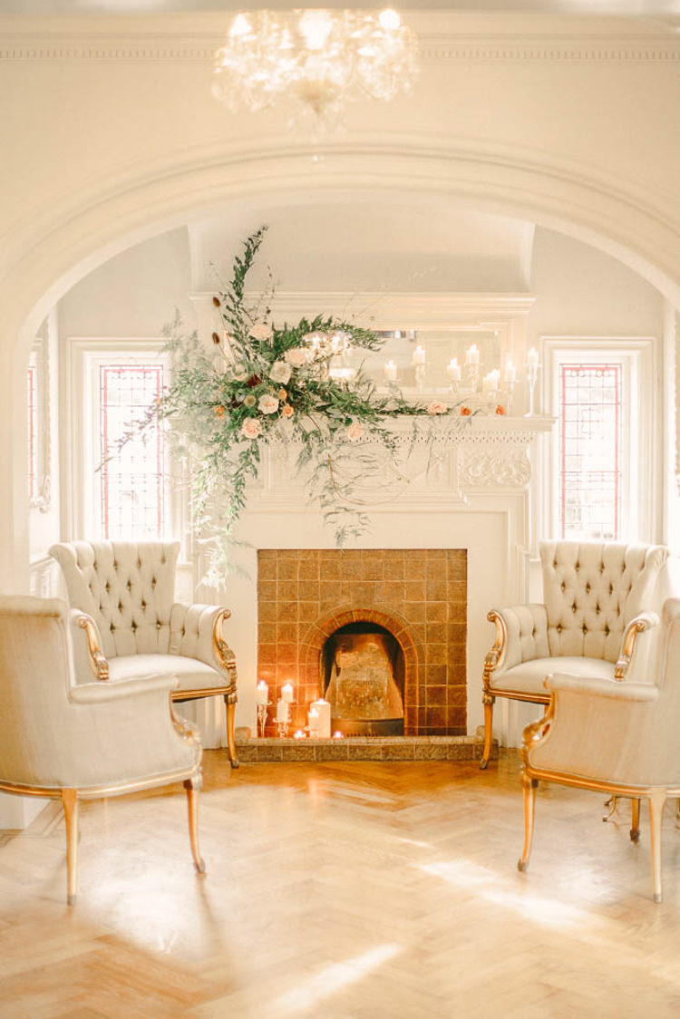 Fireplace Mantle Piece Flowers Candles Parquet Floor Beautiful Fine Art Country House Wedding Ideas https://www.theblushingpeony.co.uk/