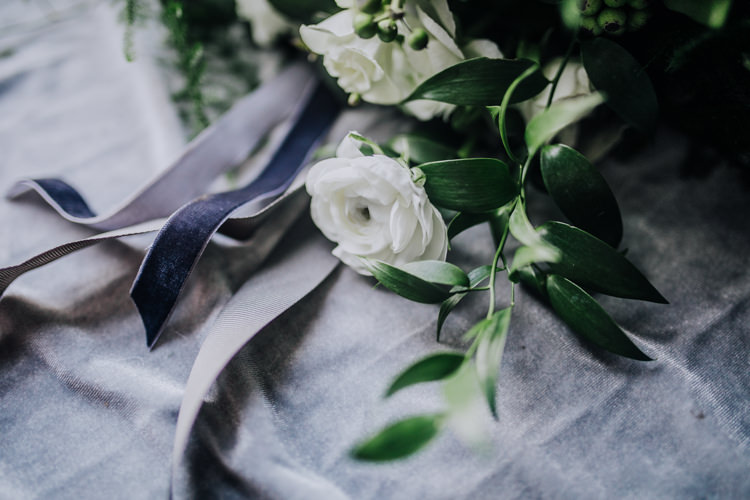 Tablescape Decor Grey White Greeenery Candles Foliage Fabric Ocean Clifftop Elopement Wedding Ideas North Wales https://www.claracooperphotography.com/