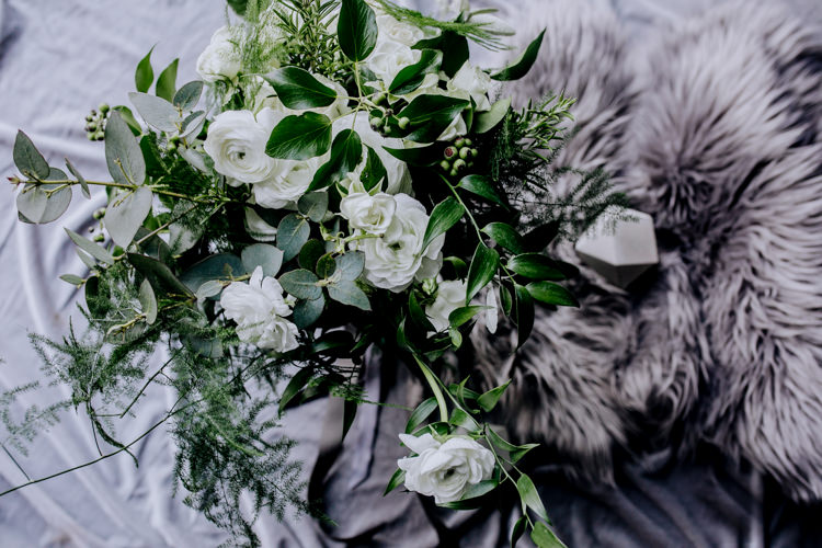 Bouquet Greenery Foliage White Flowers Bride Bridal Ocean Clifftop Elopement Wedding Ideas North Wales https://www.claracooperphotography.com/