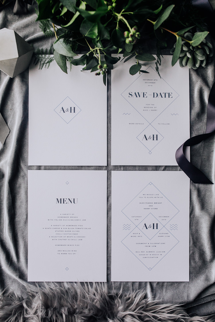 Modern Stationery Invites Invitations Ocean Clifftop Elopement Wedding Ideas North Wales https://www.claracooperphotography.com/