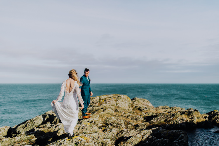 Ocean Clifftop Elopement Wedding Ideas North Wales https://www.claracooperphotography.com/