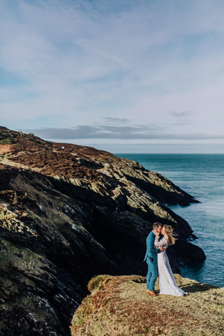 Ocean Clifftop Elopement Wedding Ideas North Wales https://www.claracooperphotography.com/