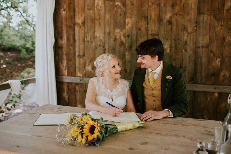 Field Outdoor Garden Woodland Hippie Summer Ceremony Hut Bride Groom Hush Venue | Happy Outdoor Forest Mustard Yellow Wedding http://suzi-photography.com/