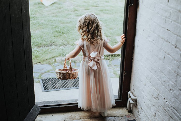 Flower Girl Pink Tulle Dress Bow Basket Petals Rustic Homespun Country Chapel Barn Wedding Sussex http://www.olegssamsonovsphotography.com/