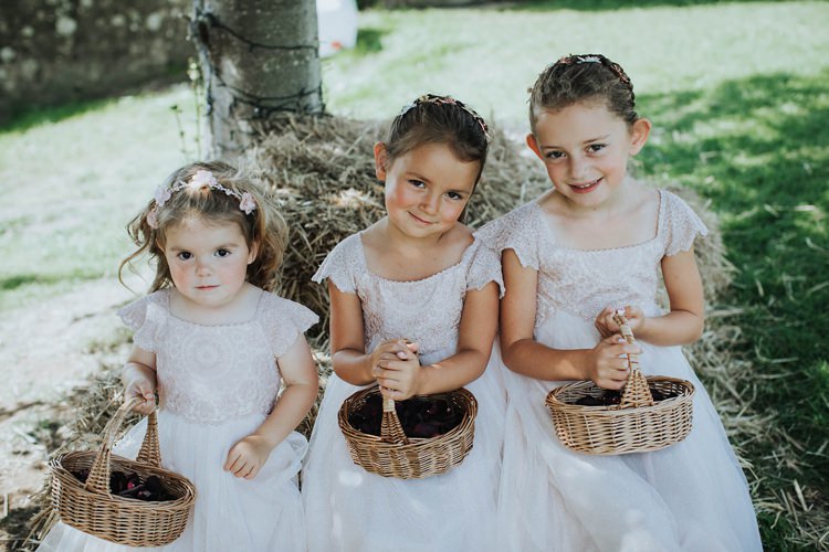 Flower Girl Pink Tulle Dress Bow Basket Petals Rustic Homespun Country Chapel Barn Wedding Sussex http://www.olegssamsonovsphotography.com/