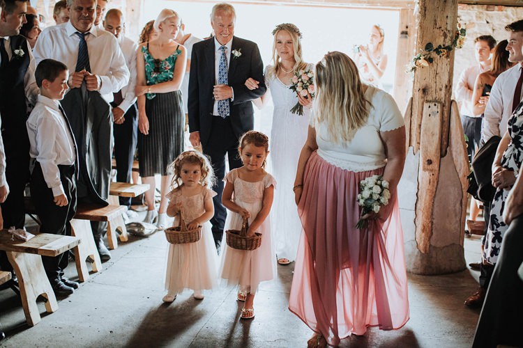 Flower Girl Pink Tulle Dress Bow Basket Petals Rustic Homespun Country Chapel Barn Wedding Sussex http://www.olegssamsonovsphotography.com/