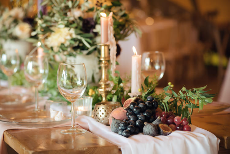 Fruit Candles Tablescape Decor Pretty Blush Floral Tipi Wedding Ideas https://www.sarahvivienne.co.uk/