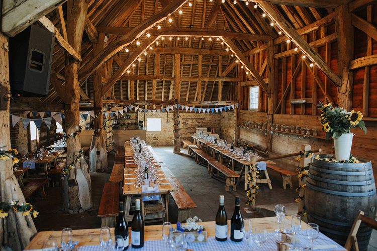 Festoon Lights Rustic Homespun Country Chapel Barn Wedding Sussex http://www.olegssamsonovsphotography.com/
