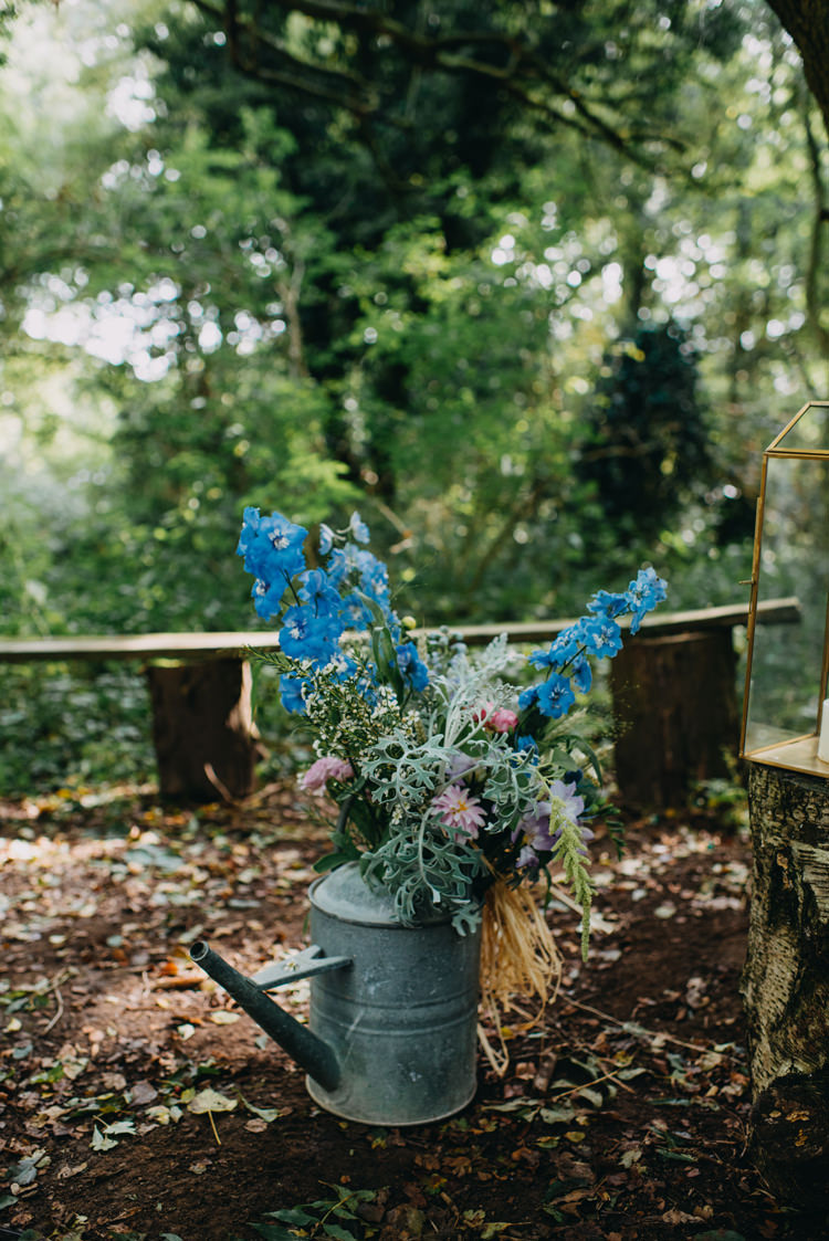 Galanised Metal Steel Flower Floral Watering Can Display Magical Woodland Family Wedding http://photographybyclare.co.uk/