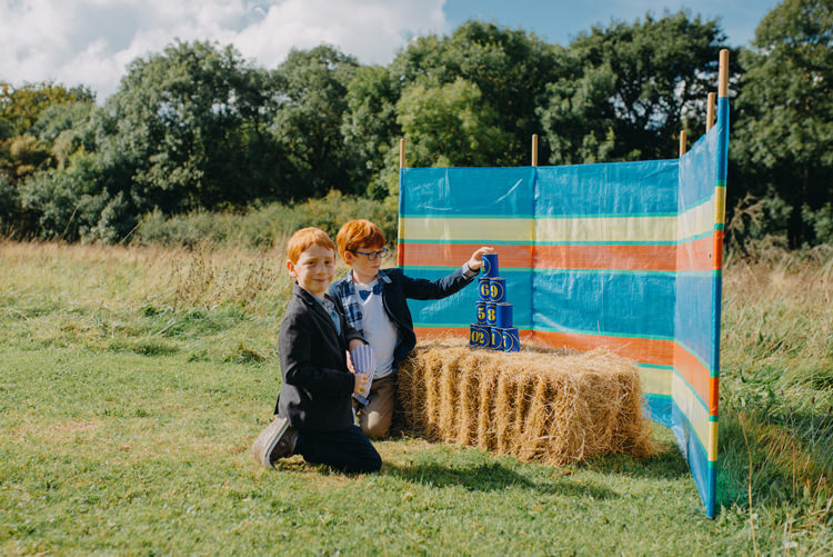 Tin Can Alley Hay Bale Lawn Games Magical Woodland Family Wedding http://photographybyclare.co.uk/