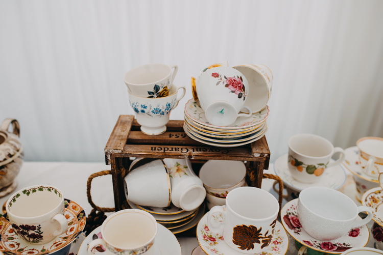 Vintage Crockery Wooden Crate Magical Woodland Family Wedding http://photographybyclare.co.uk/